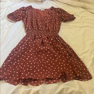 Madewell Terracotta Dress with White Polka Dots